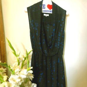 Black with Blue Splash Parker Dress